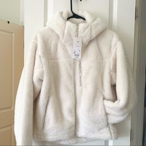 Uniqlo Windproof Fluffy Yarn Fleece Full-zip Hoodie Jacket Off White XS
